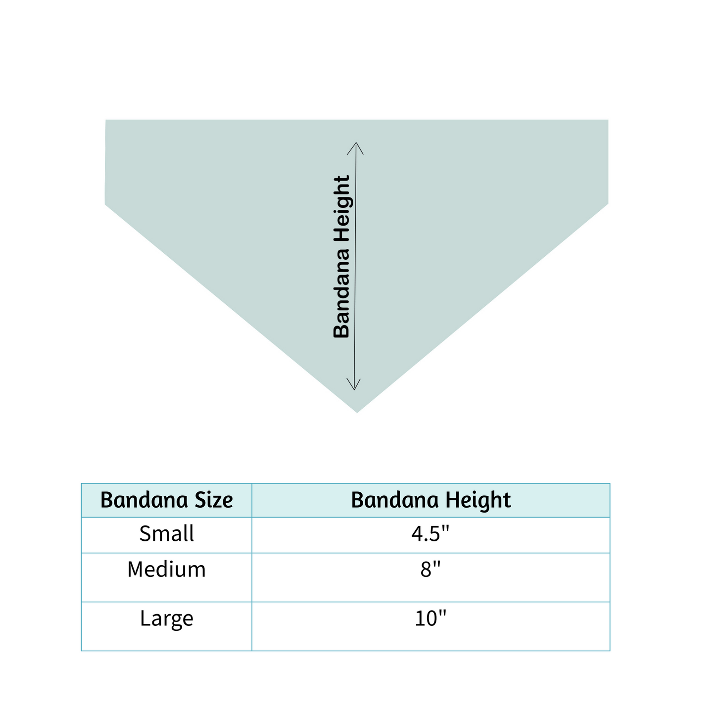 chart with the height of bandana