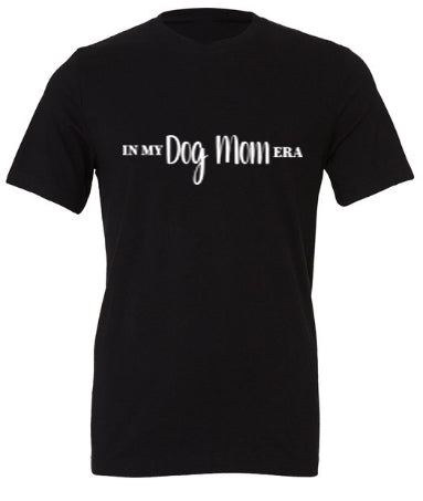 Black short sleeve t-shirt with white lettering that reads 