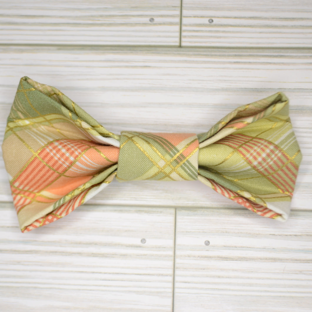 Green Plaid Bow Tie